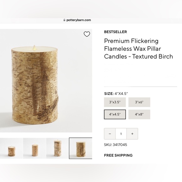 POTTERY BARN Birch Flameless Flickering candle 4 X 4.5” new w/out box - Picture 12 of 12